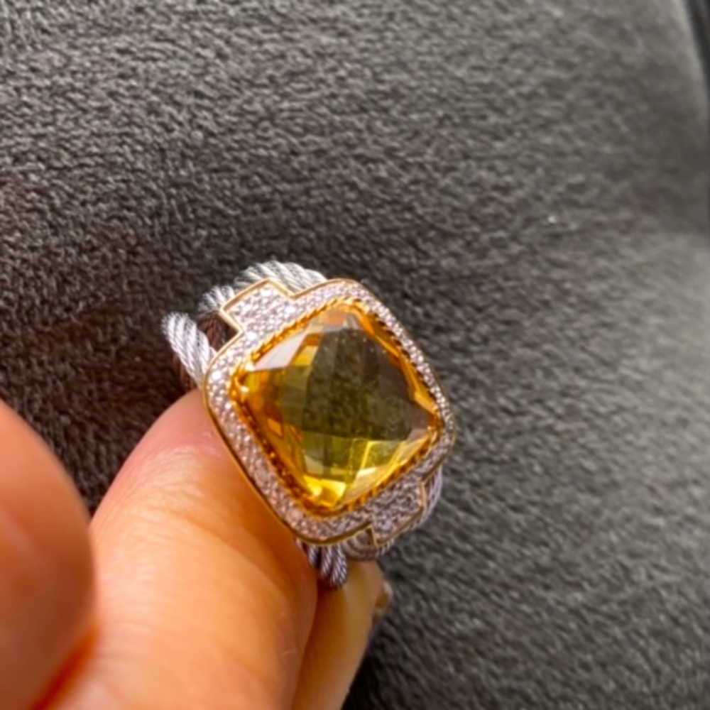Charriol Citrine and diamond ring.